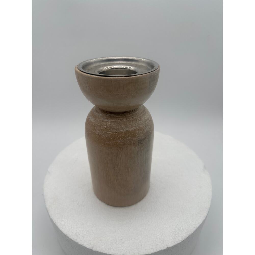 Threshold candle holder tea light 3” x 3” pillar Scandinavian style wood blonde